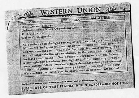 MLK Cesar Chavez telegram